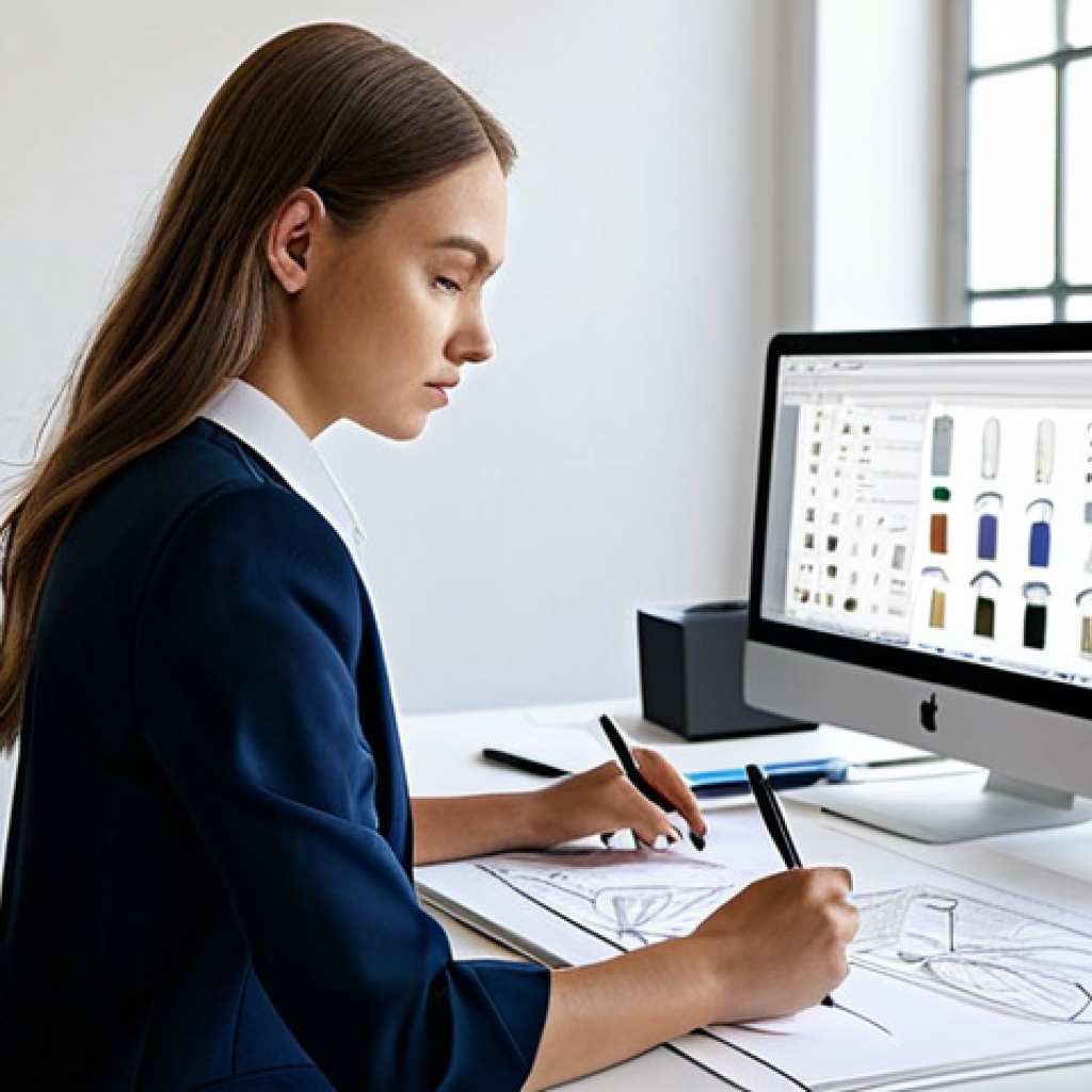 **

"A fashion designer in a well-lit studio, sketching designs with fabric swatches and design software visible on a computer screen, fully clothed in professional attire, safe for work, perfect anatomy, natural proportions, professional, modest, appropriate content."

**